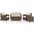 Crosley Furniture Bradenton 5 Piece Metal Patio Sofa Set in Brown/Sand