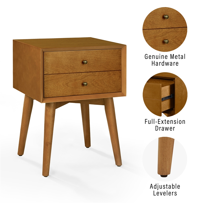 Crosley Furniture Landon 1 Drawer Wood Nightstand in Acorn Brown