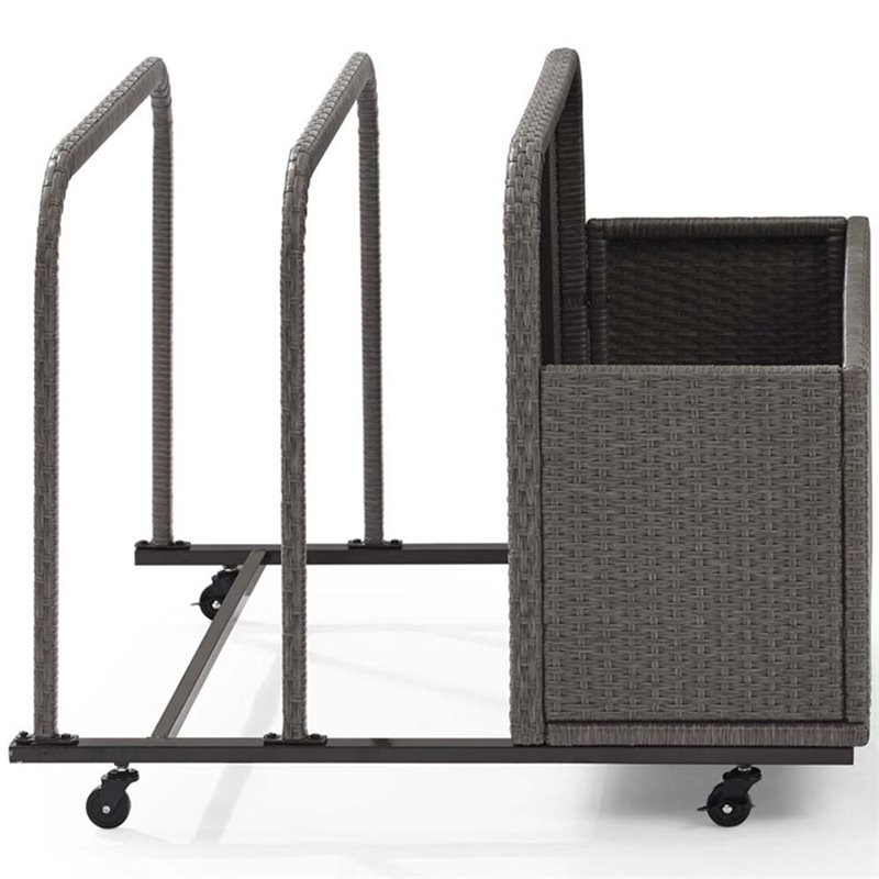 Crosley Furniture Palm Harbor Coastal Wicker / Rattan Patio Float Caddy in Gray
