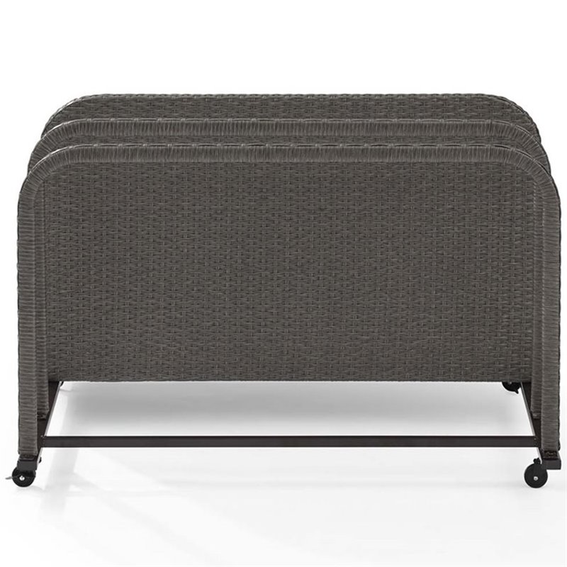 Crosley Furniture Palm Harbor Coastal Wicker / Rattan Patio Float Caddy in Gray