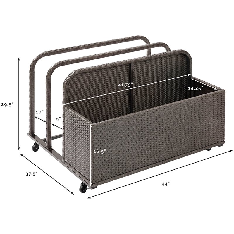 Crosley Furniture Palm Harbor Coastal Wicker / Rattan Patio Float Caddy in Gray