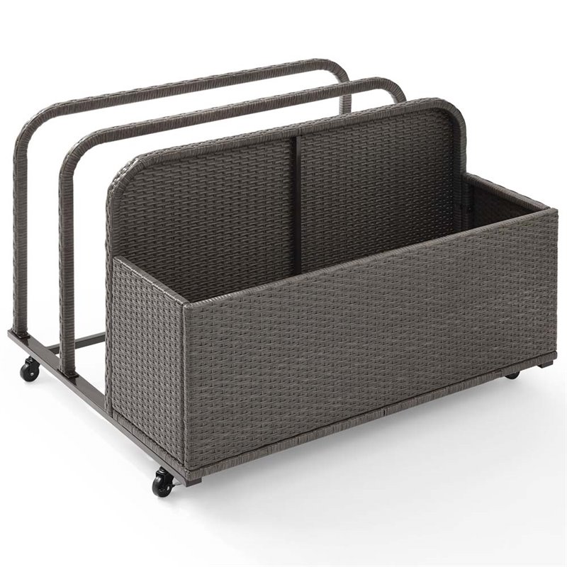 Crosley Furniture Palm Harbor Coastal Wicker / Rattan Patio Float Caddy in Gray