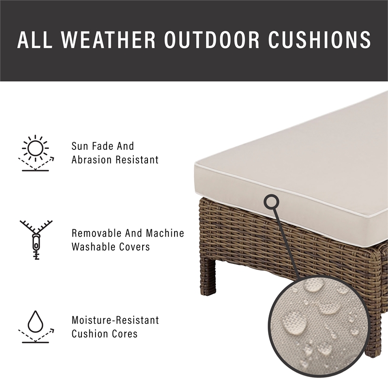 Crosley Furniture Bradenton Fabric Patio Chaise Lounge in Brown/Sand