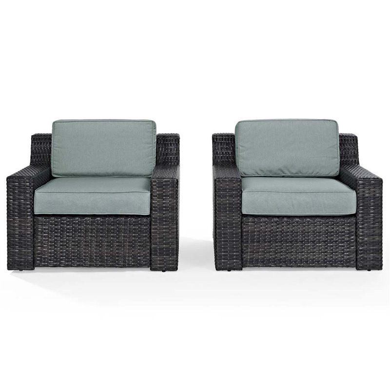 Crosley Beaufort Wicker Patio Chair in Brown and Mist (Set of 2)