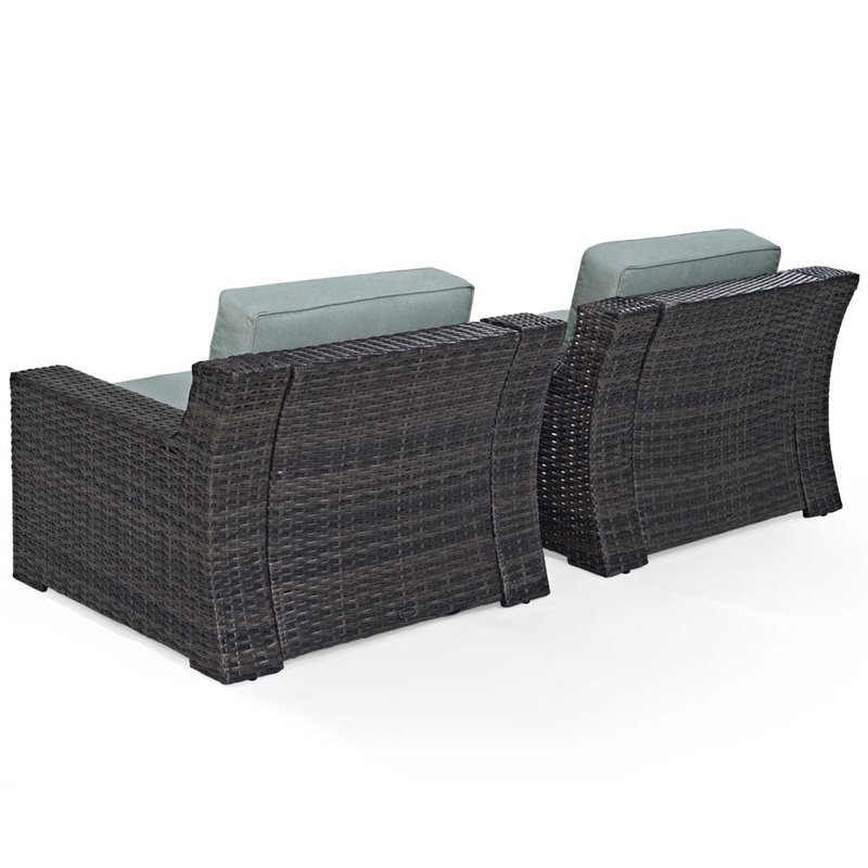 Crosley Beaufort Wicker Patio Chair in Brown and Mist (Set of 2)
