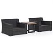 Crosley Beaufort 3 Piece Wicker Patio Conversation Set in Brown and Mist