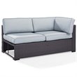 Crosley Furniture Biscayne Rattan & Fabric Patio Loveseat in Brown and Mist Blue