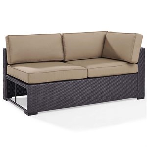 Crosley Furniture Biscayne Wicker / Rattan Patio Loveseat in Brown and Mocha