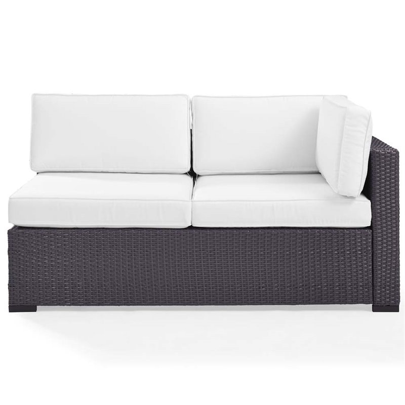 Crosley Furniture Biscayne Wicker / Rattan Patio Loveseat in Brown and White