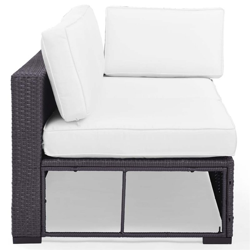 Crosley Furniture Biscayne Wicker / Rattan Patio Loveseat in Brown and White