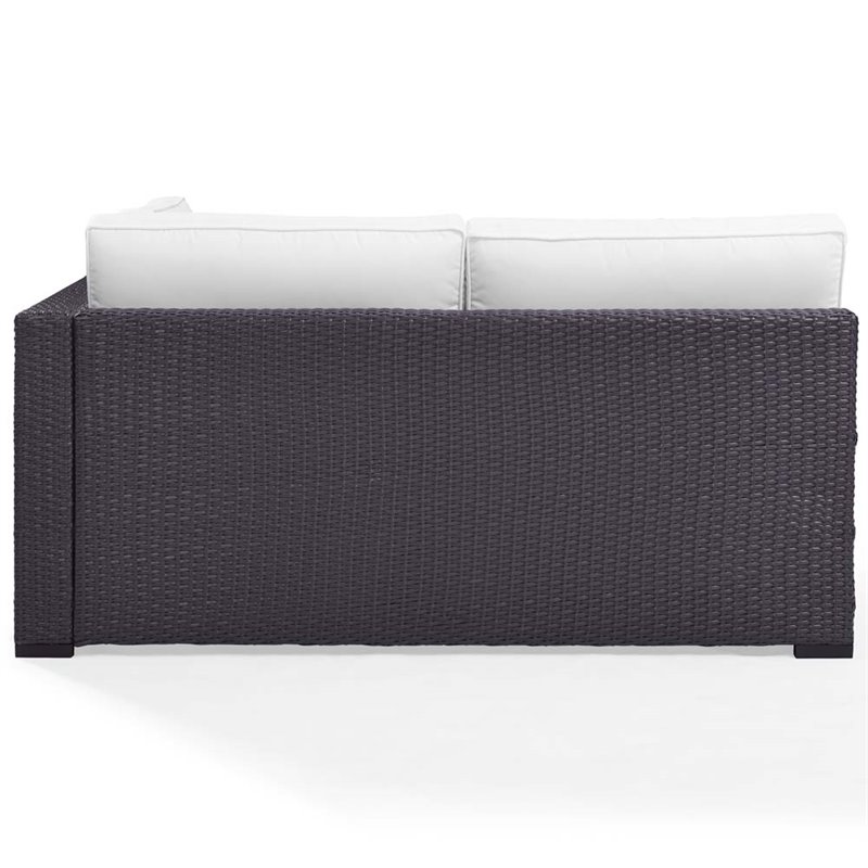 Crosley Furniture Biscayne Wicker / Rattan Patio Loveseat in Brown and White