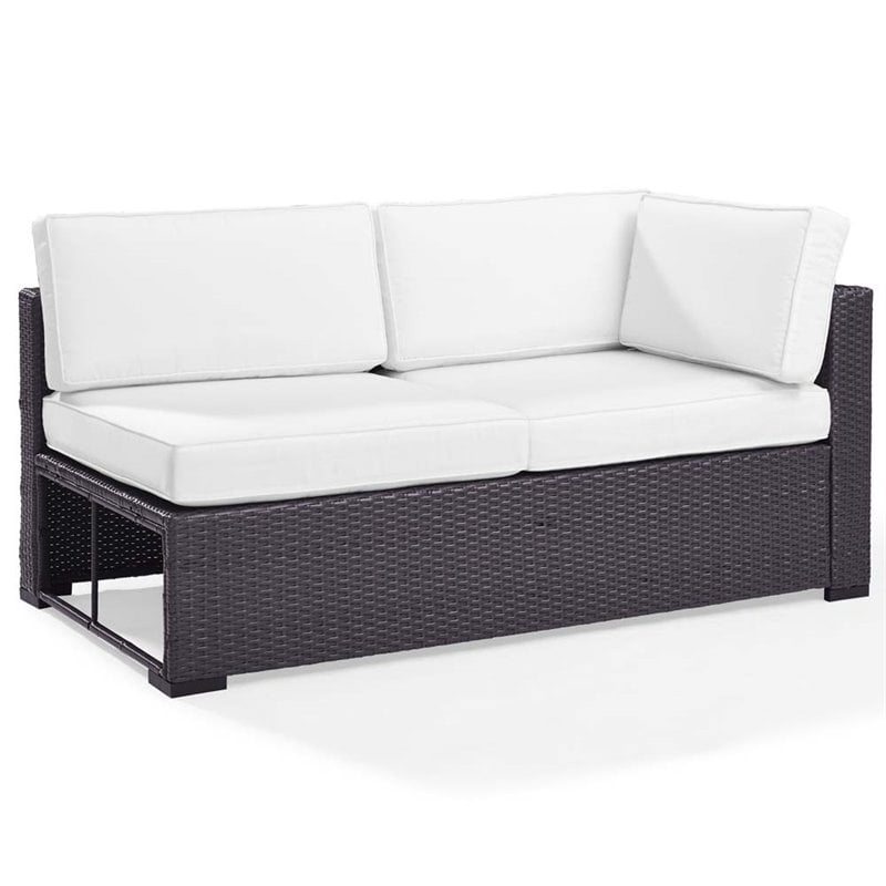 Crosley Furniture Biscayne Wicker / Rattan Patio Loveseat in Brown and White