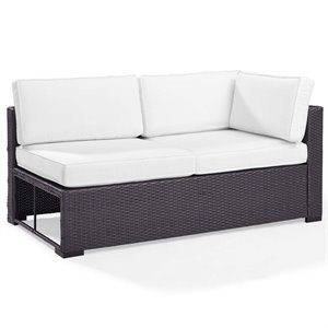 Crosley Furniture Biscayne Wicker / Rattan Patio Loveseat in Brown and White