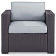 Crosley Furniture Biscayne Wicker / Rattan Patio Arm Chair in Brown and White