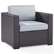 Crosley Furniture Biscayne Wicker / Rattan Patio Arm Chair in Brown and White