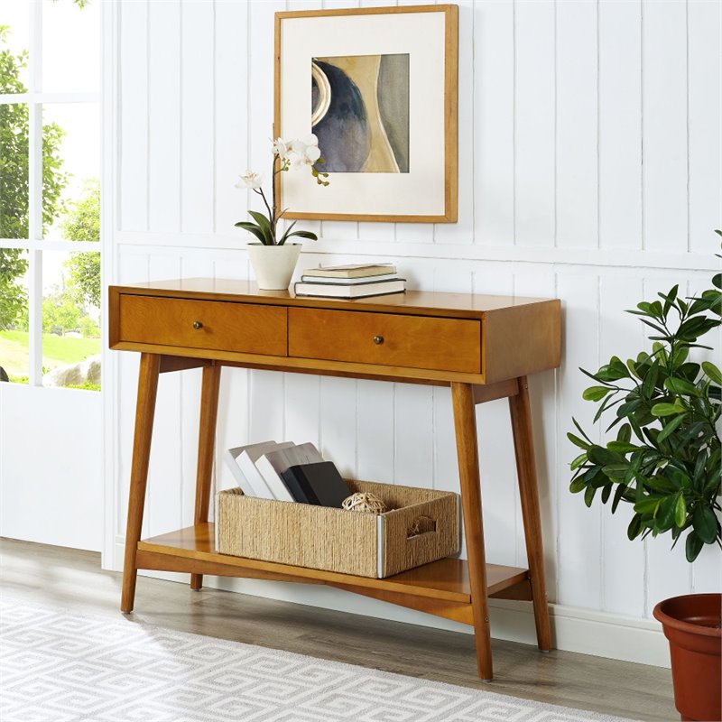 Crosley Furniture Landon 2 Drawer Wood Console Table in Acorn Brown