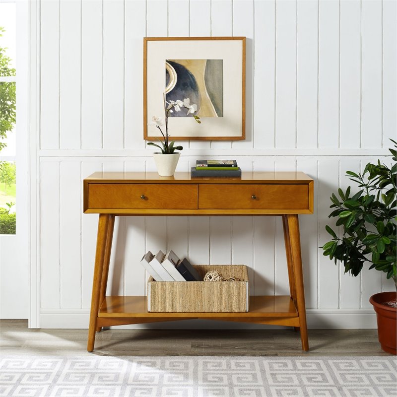 Crosley Furniture Landon 2 Drawer Wood Console Table in Acorn Brown