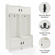 Crosley Furniture Fremont Wood Hall Tree in Distressed White (Set of 2)