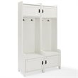 Crosley Furniture Fremont Wood Hall Tree in Distressed White (Set of 2)