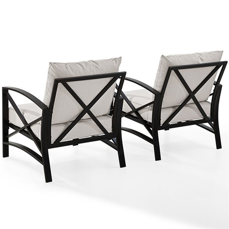 Crosley Furniture Kaplan Metal Fabric Arm Chair in Oil Bronze/Oatmeal (Set of 2)
