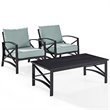 Crosley Furniture Kaplan 3Pc Fabric Conversation Set in Oil Bronze/Mist Green