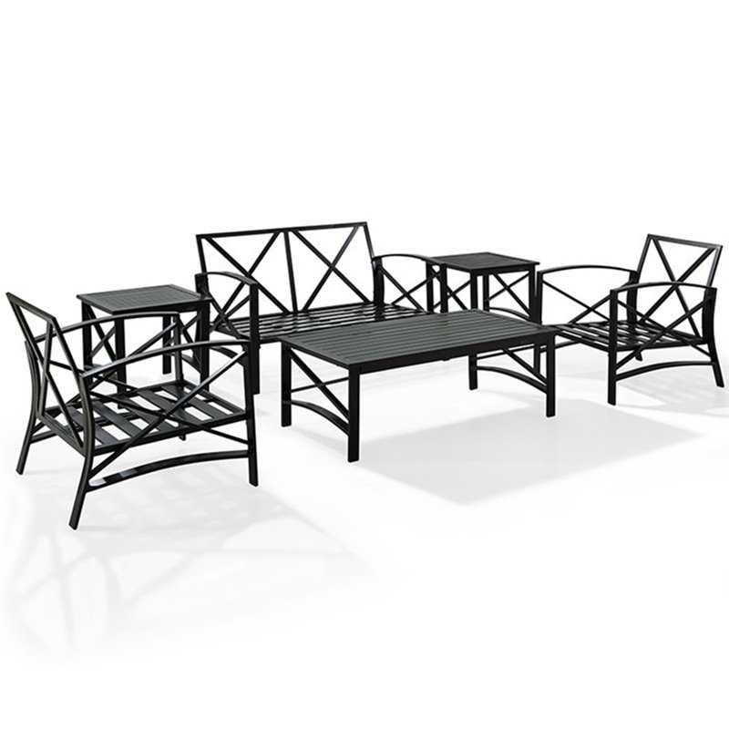 Crosley Furniture Kaplan 6Pc Fabric Sofa Set in Oil Rubbed Bronze/Mist Green