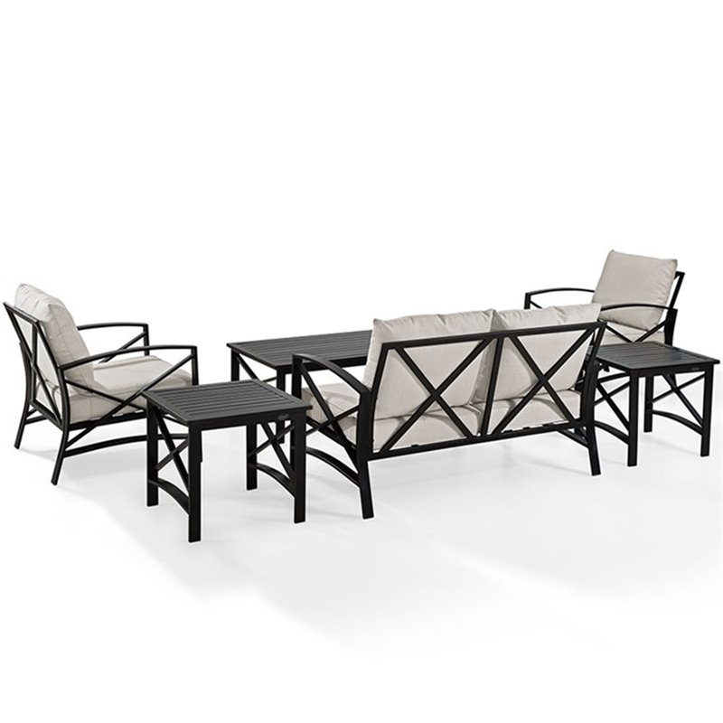Crosley Furniture Kaplan 6Pc Fabric Sofa Set in Oil Rubbed Bronze and Oatmeal