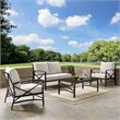 Crosley Furniture Kaplan 4Pc Fabric Sofa Set in Oil Rubbed Bronze and Oatmeal