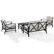 Crosley Furniture Kaplan 4Pc Fabric Sofa Set in Oil Rubbed Bronze and Oatmeal