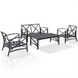 Crosley Furniture Kaplan 4Pc Fabric Sofa Set in Oil Rubbed Bronze and Oatmeal