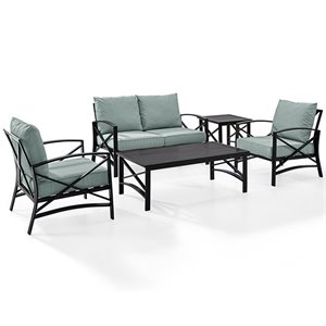 Crosley Furniture Kaplan 5Pc Fabric Sofa Set in Oil Rubbed Bronze/Mist Green