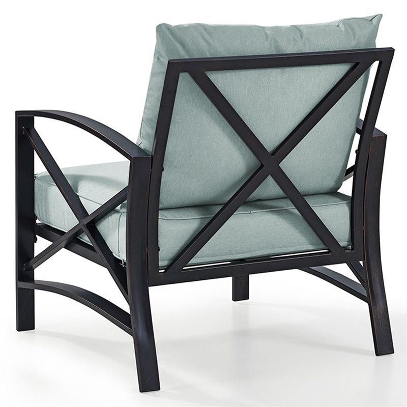 Crosley Furniture Kaplan Metal & Fabric Patio Arm Chair in Oil Bronze/Mist Green