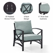Crosley Furniture Kaplan Metal & Fabric Patio Arm Chair in Oil Bronze/Mist Green