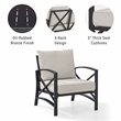 Crosley Furniture Kaplan Metal Patio Arm Chair in Oil Bronze and Oatmeal