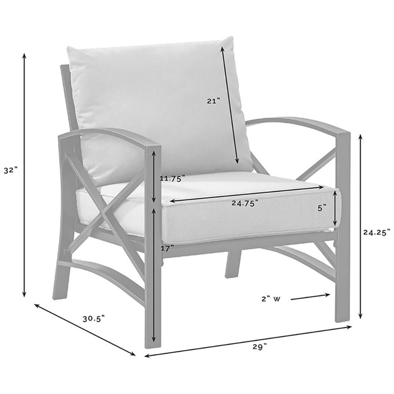 Crosley Furniture Kaplan Metal Patio Arm Chair in Oil Bronze and Oatmeal