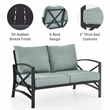 Crosley Furniture Kaplan Metal Patio Loveseat in Oil Bronze and Mist Green
