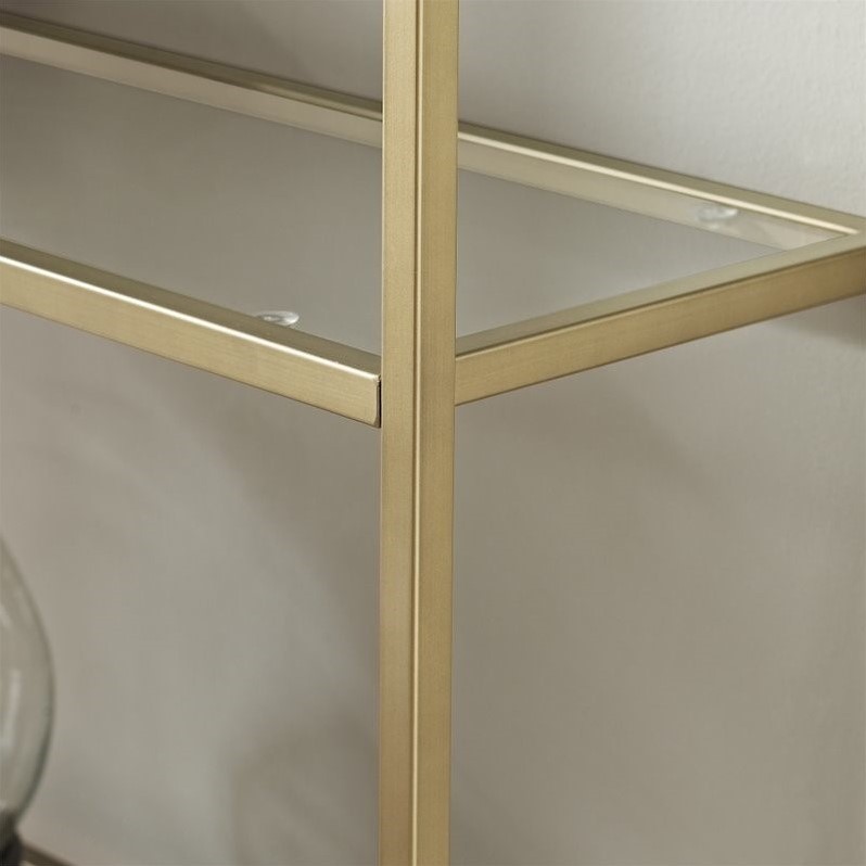 Crosley Aimee 2 Piece Open Display Case Glass Bookcase Set in Antique Gold