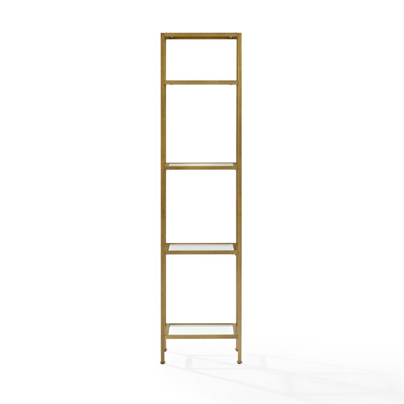 Crosley Aimee 2 Piece Open Display Case Glass Bookcase Set in Antique Gold