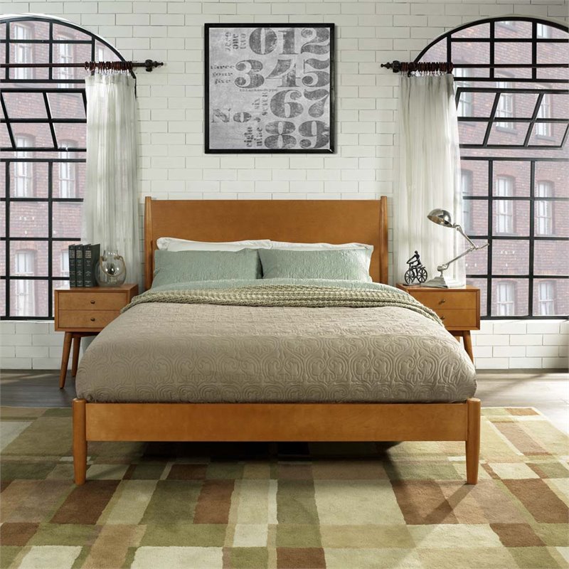 Crosley Landon 2 Piece Mid Century Modern Bedroom Set in Acorn