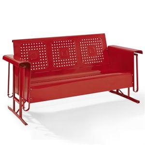 Crosley Furniture Bates Metal Gliding Patio Sofa in Bright Red