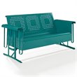 Crosley Furniture Bates Modern Metal Gliding Patio Sofa in Turquoise