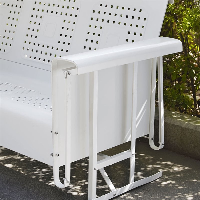 Crosley Furniture Bates Metal Gliding Patio Loveseat in White