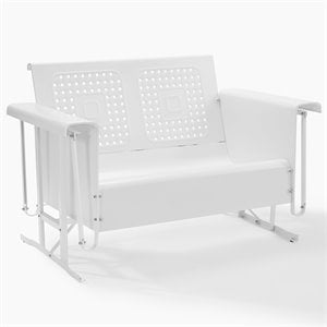 Crosley Furniture Bates Metal Gliding Patio Loveseat in White