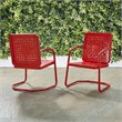 Crosley Furniture Bates Metal Patio Chair in Bright Red (Set of 2)