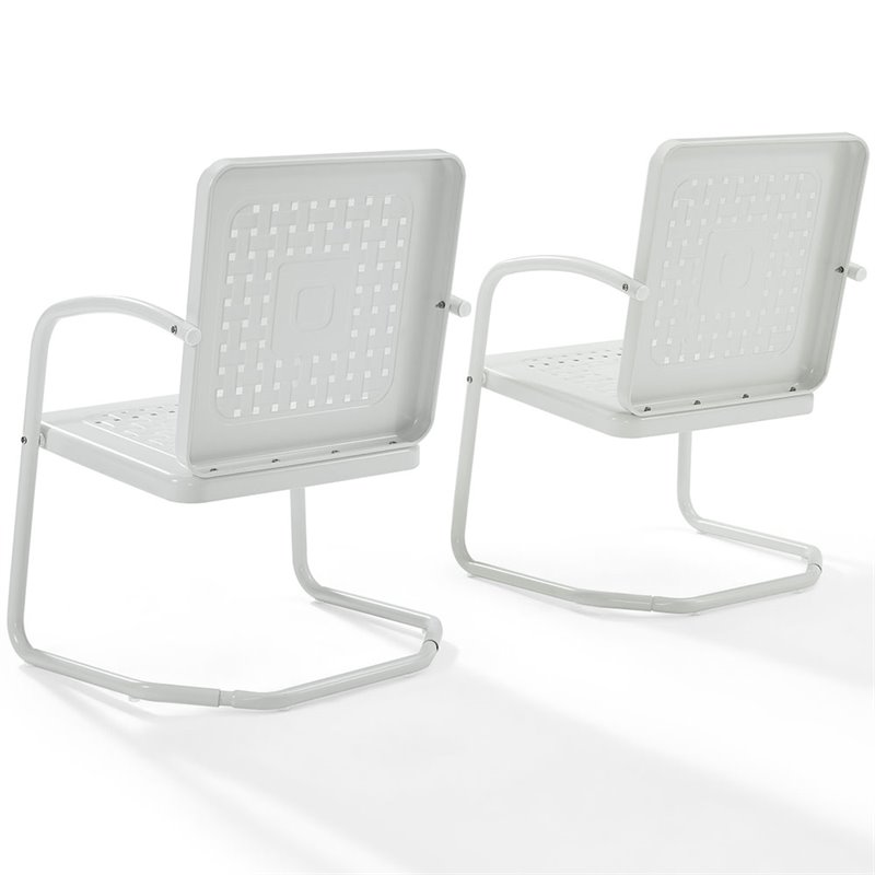 Crosley Furniture Bates Metal Patio Chair in White (Set of 2)
