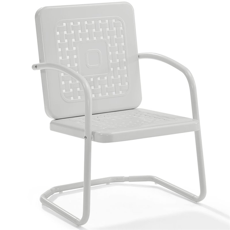 Crosley Furniture Bates Metal Patio Chair in White (Set of 2)