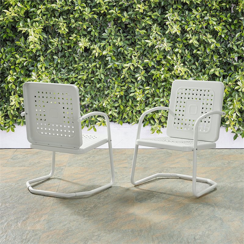 Crosley Furniture Bates Metal Patio Chair in White (Set of 2)