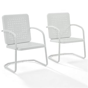 Crosley Furniture Bates Metal Patio Chair in White (Set of 2)