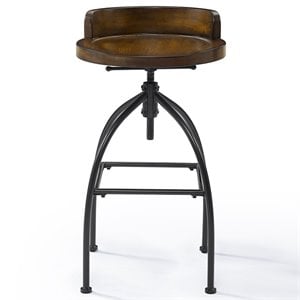 Crosley Furniture Edison Wood Adjustable Bar Stool in Natural and Black