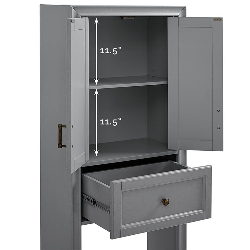 Crosley Furniture Tara Wood Classic Spacesaver in Vintage Gray/Black
